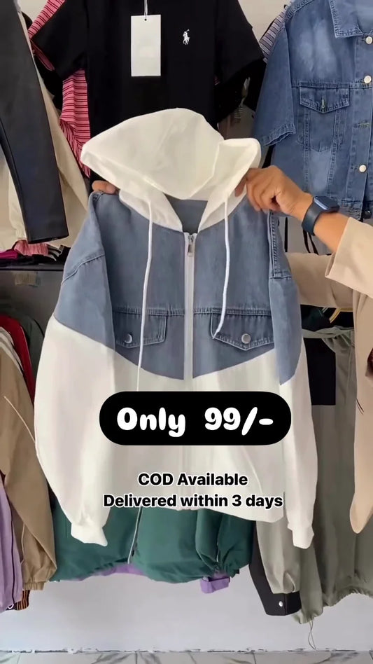 Winter Wear Denim Hodded Sweatshirt