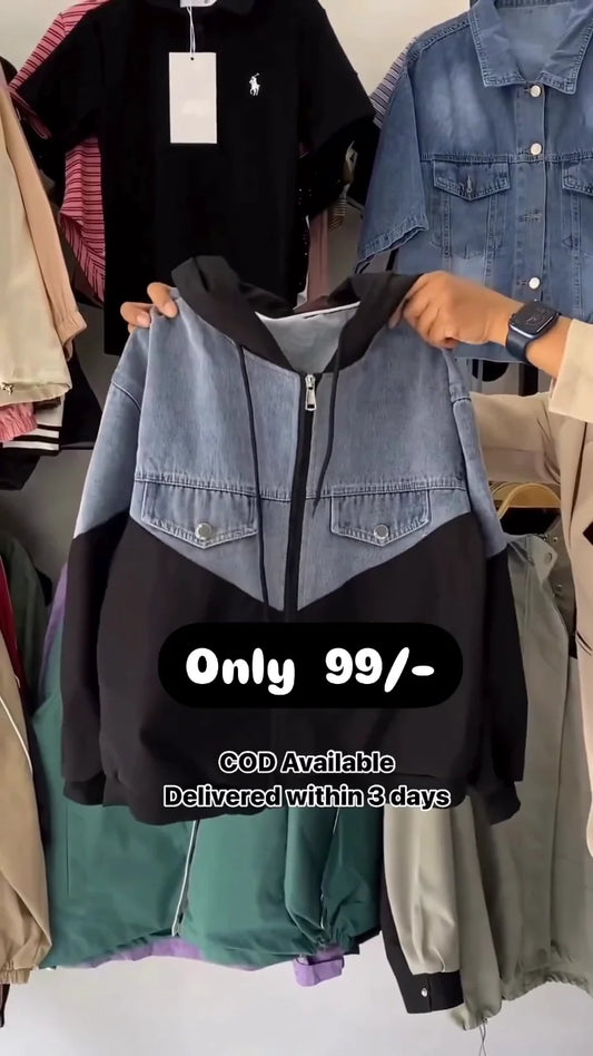 Winter Wear Denim Hodded Sweatshirt