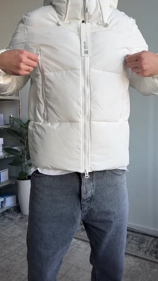 Premium White Winter Puffer Jacket with Hood