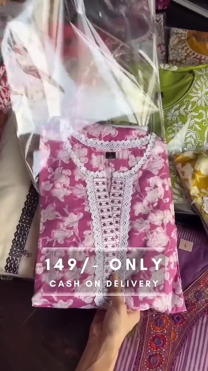 Hand Block Printed Embroidered Kurta Set