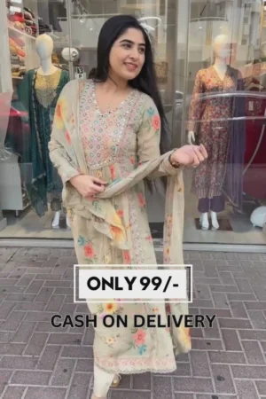 LIGHT MEHENDI GREEN PRINTED MUSLIN STRAIGHT SUIT WITH DIGITAL TOP AND DUPATTA