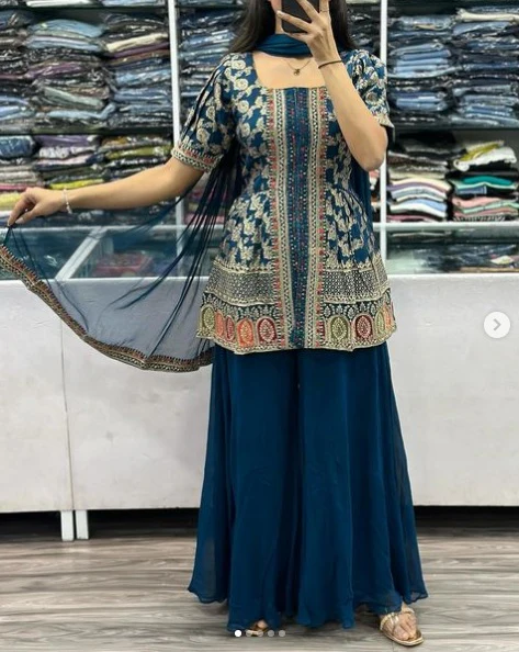 Beautiful New Designer Top Sharara With Dupatta