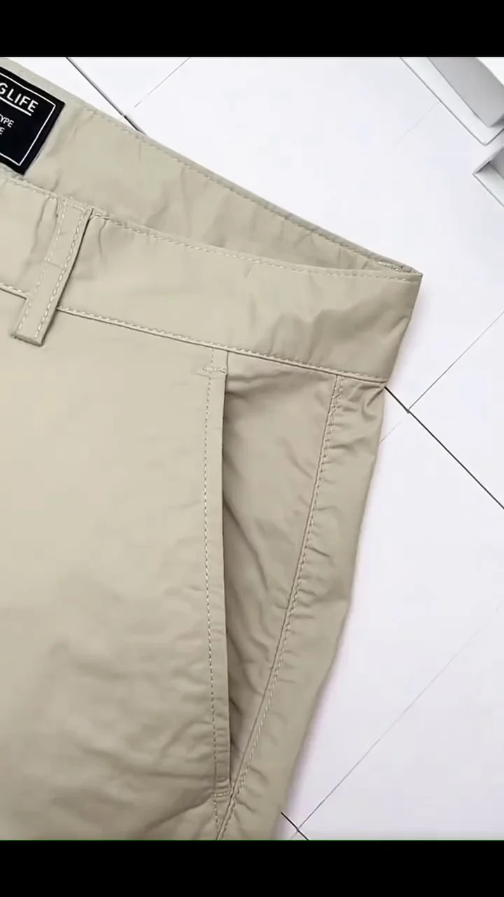 Men’s Beige Slim-Fit Cotton Chino Pants - Image 2