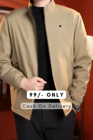 Stand Collar Woollen Bomber Jacket