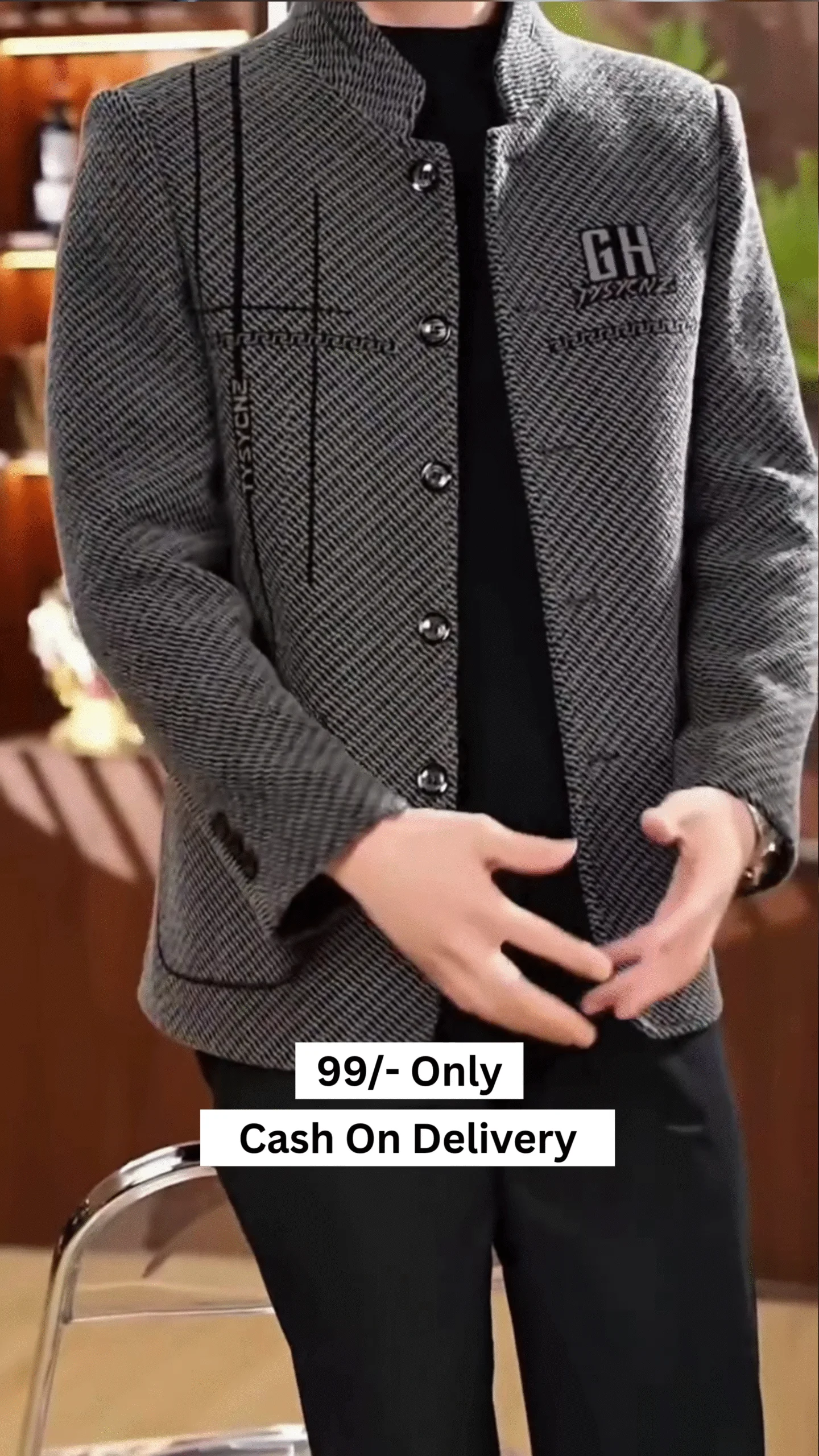 Men’s Puffer Jacket Thickened Winter Coat Warm Stand Collar Color Block Zip Up Jacket Ski Bubble Coat - Image 2