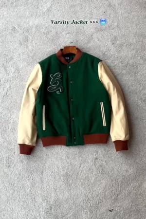 Premium Two-Tone Green Varsity Bomber Jacket