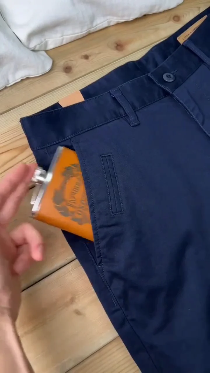 Men’s Navy Blue Slim-Fit Stretch Chino Pants - Image 3