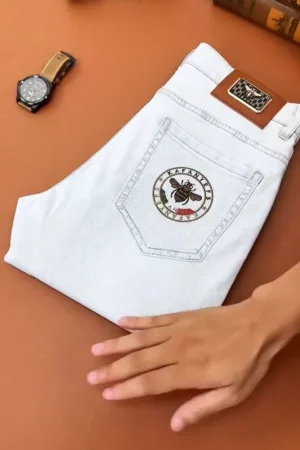 Men’s White Slim-Fit Stretch Chino Pants