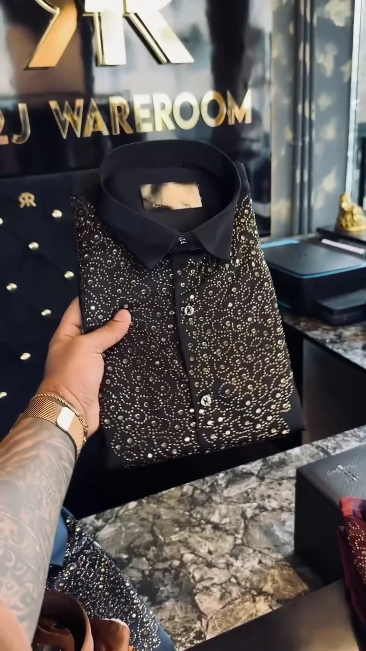 Crystal-Embellished Luxury Dress Shirt - Image 6