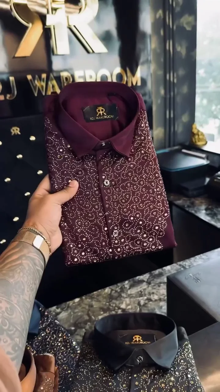 Crystal-Embellished Luxury Dress Shirt - Image 7