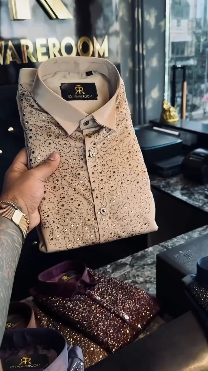 Crystal-Embellished Luxury Dress Shirt - Image 8