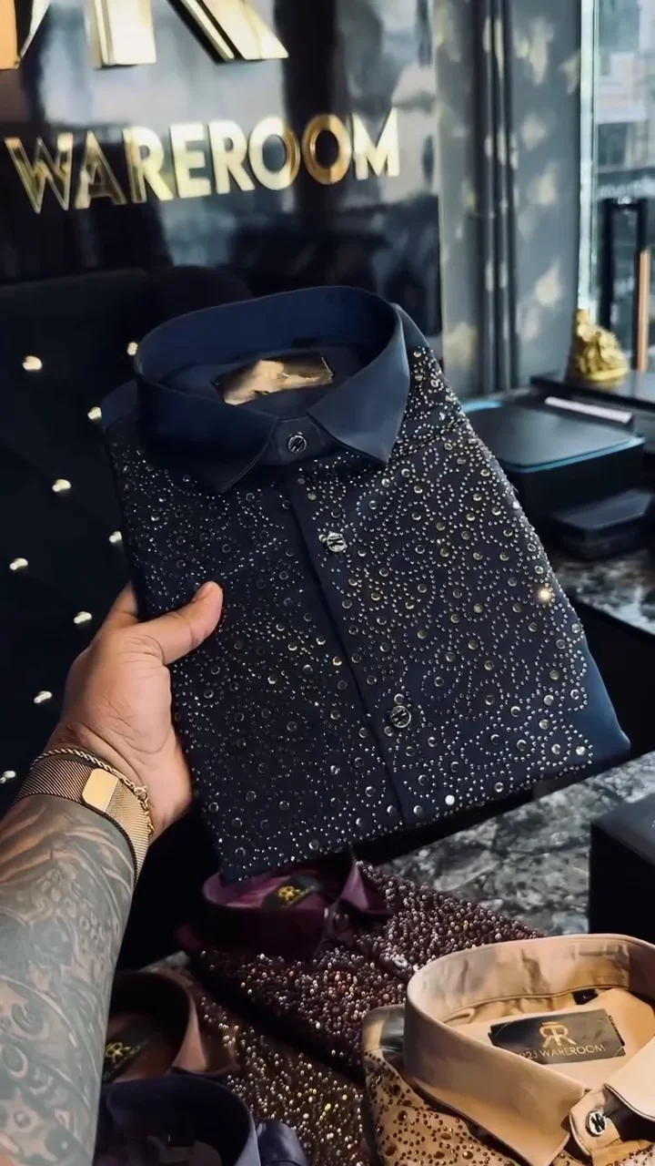 Crystal-Embellished Luxury Dress Shirt - Image 9