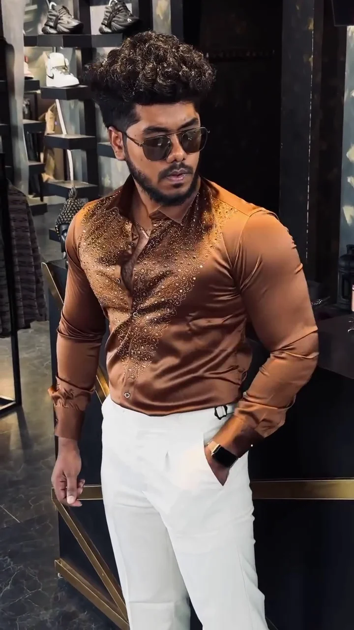 Crystal-Embellished Luxury Dress Shirt - Image 10