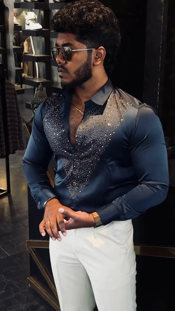 Crystal-Embellished Luxury Dress Shirt - Image 5