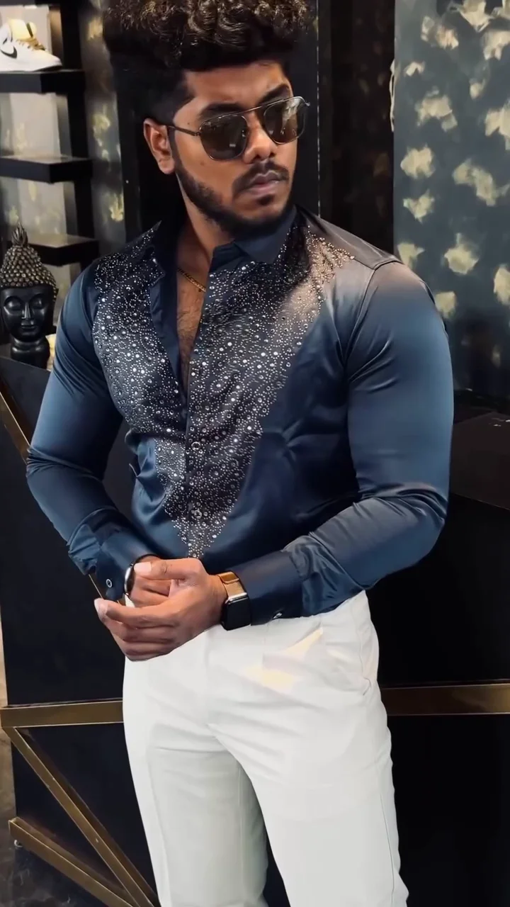 Crystal-Embellished Luxury Dress Shirt - Image 4