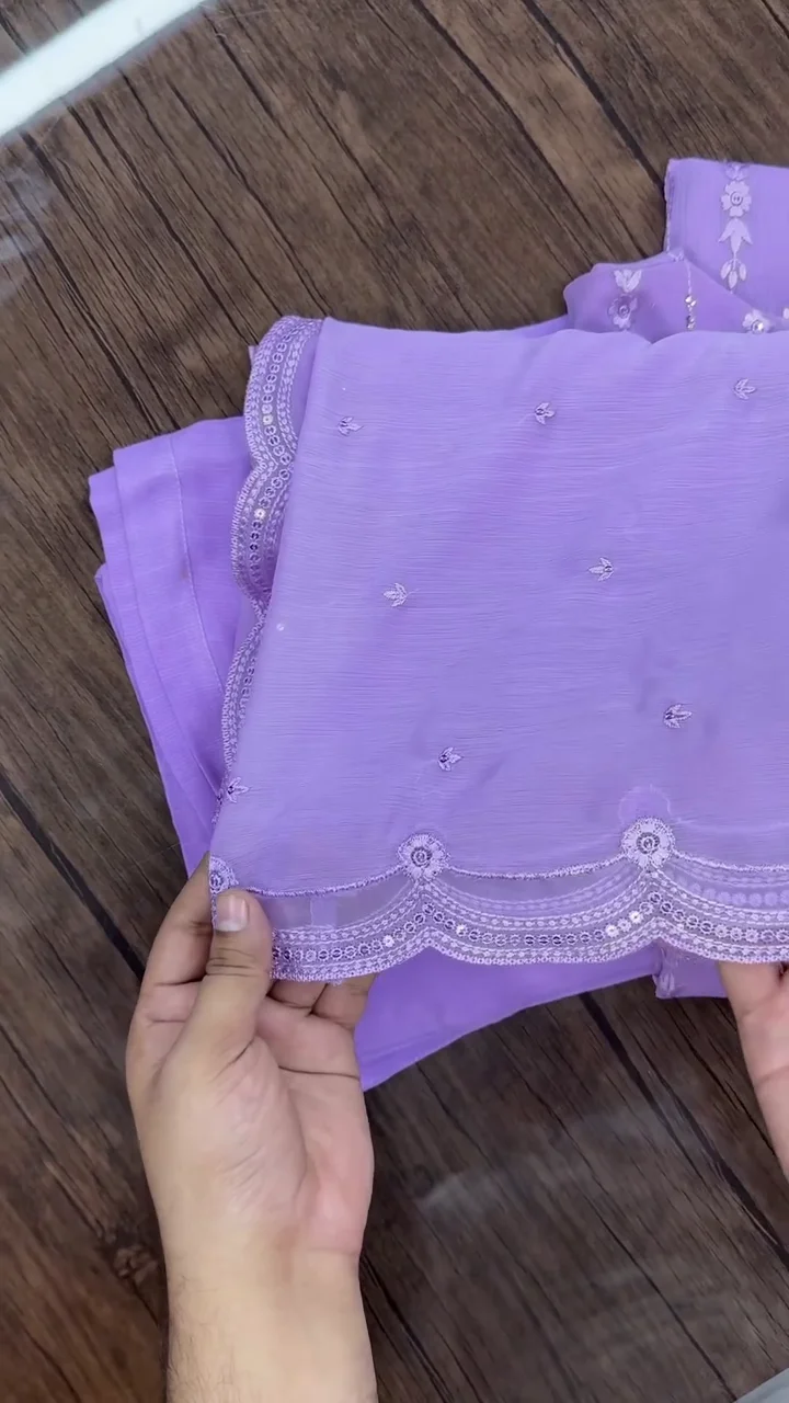 Pure Banarasi Mul Chanderi Unstitched Suit with Zari Embroidery Work - Image 6