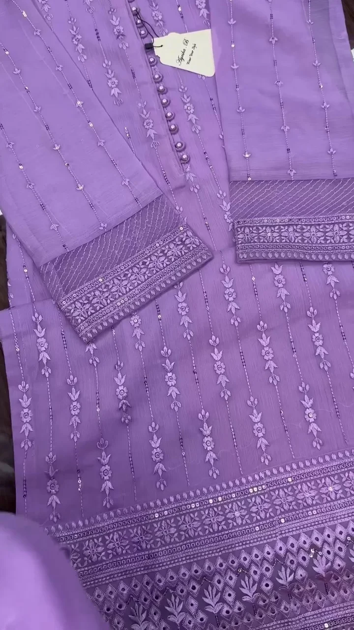 Pure Banarasi Mul Chanderi Unstitched Suit with Zari Embroidery Work - Image 3