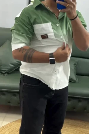 Spread-Collar Shirt with Patch Pocket