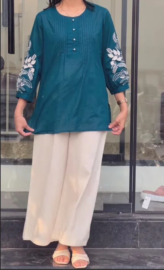 cotton tunic with cotton plazo - Image 3