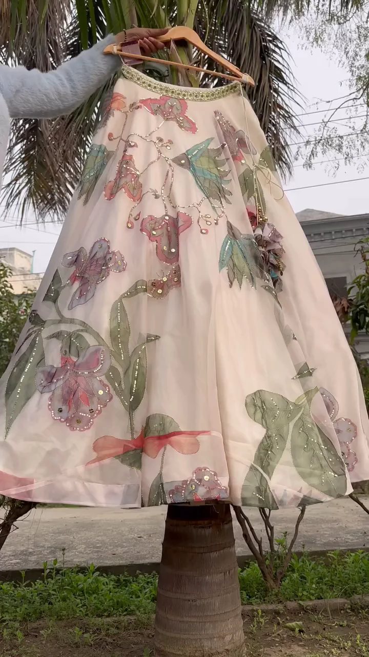 ✨ Digital Printed Organza Bridal Lehenga Choli Dreamy Wedding Ensemble ✨ - Image 2