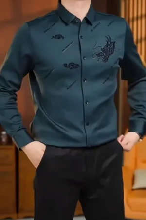 Men’s Designer Formal Shirt with Artistic Embroidery ★