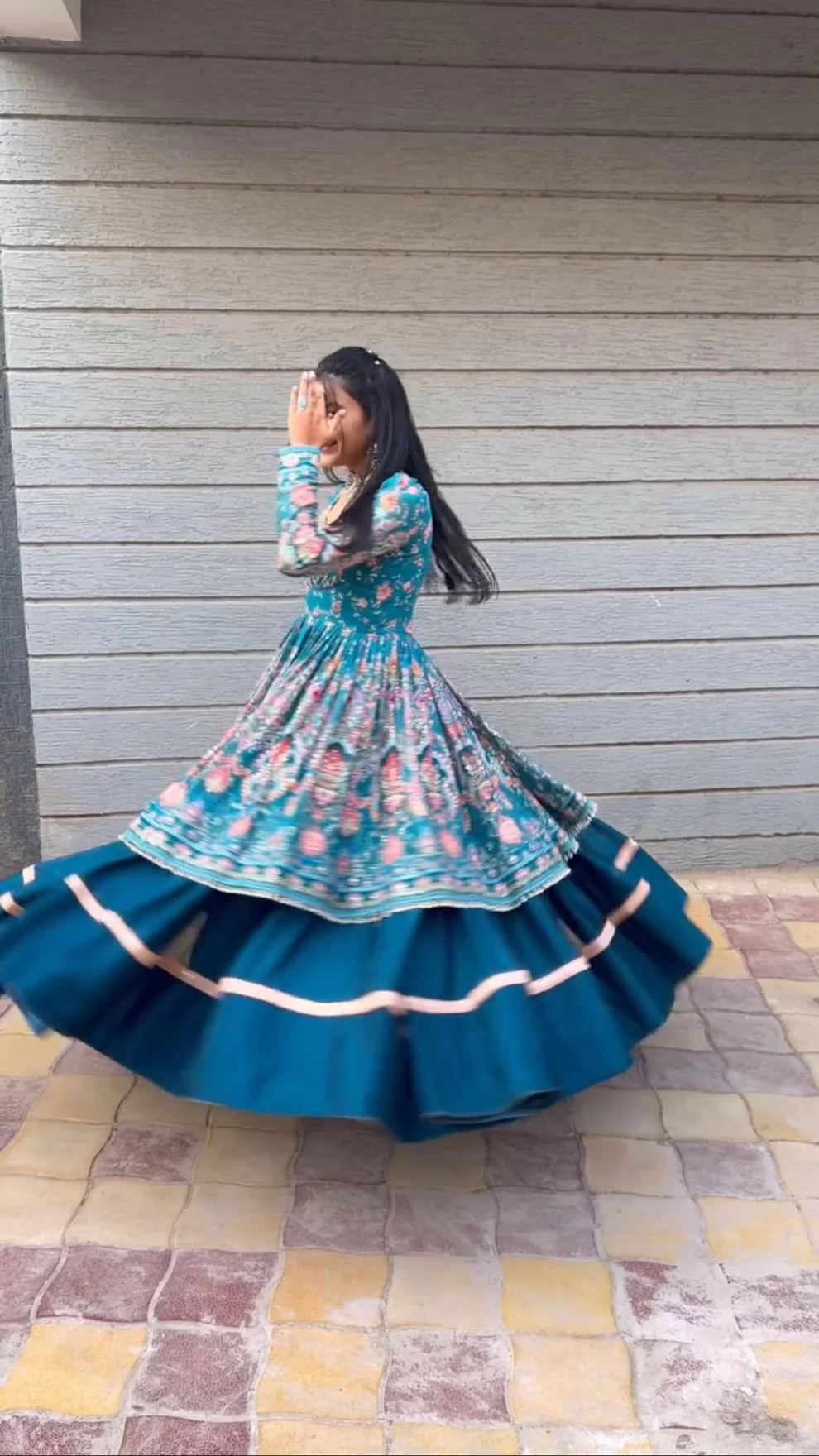 WOMEN WEAR BOUTIQUE STYLES RAYON PRINTED TOP WITH FULL FLAIR LEHENGA - Image 2