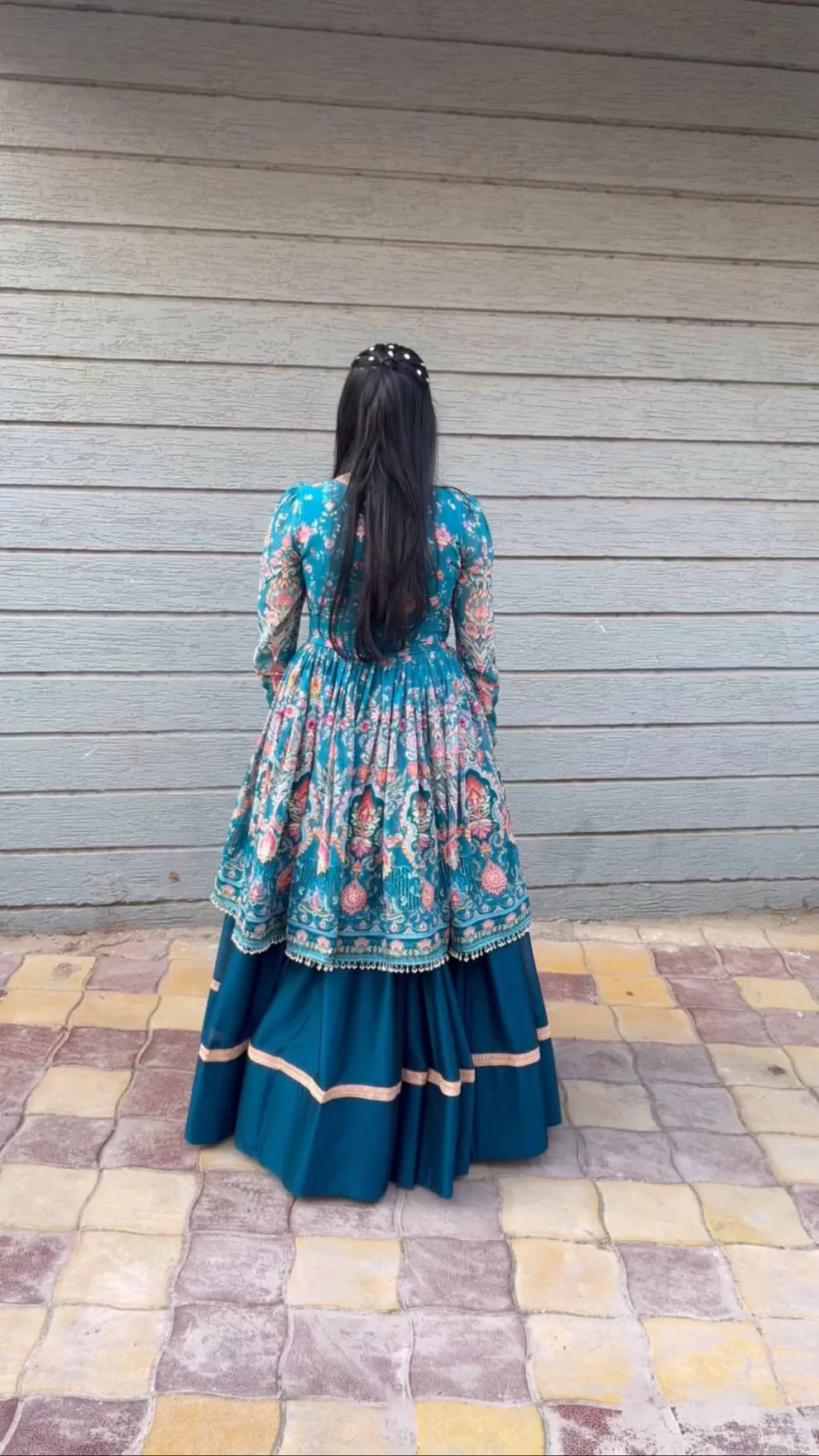 WOMEN WEAR BOUTIQUE STYLES RAYON PRINTED TOP WITH FULL FLAIR LEHENGA - Image 3