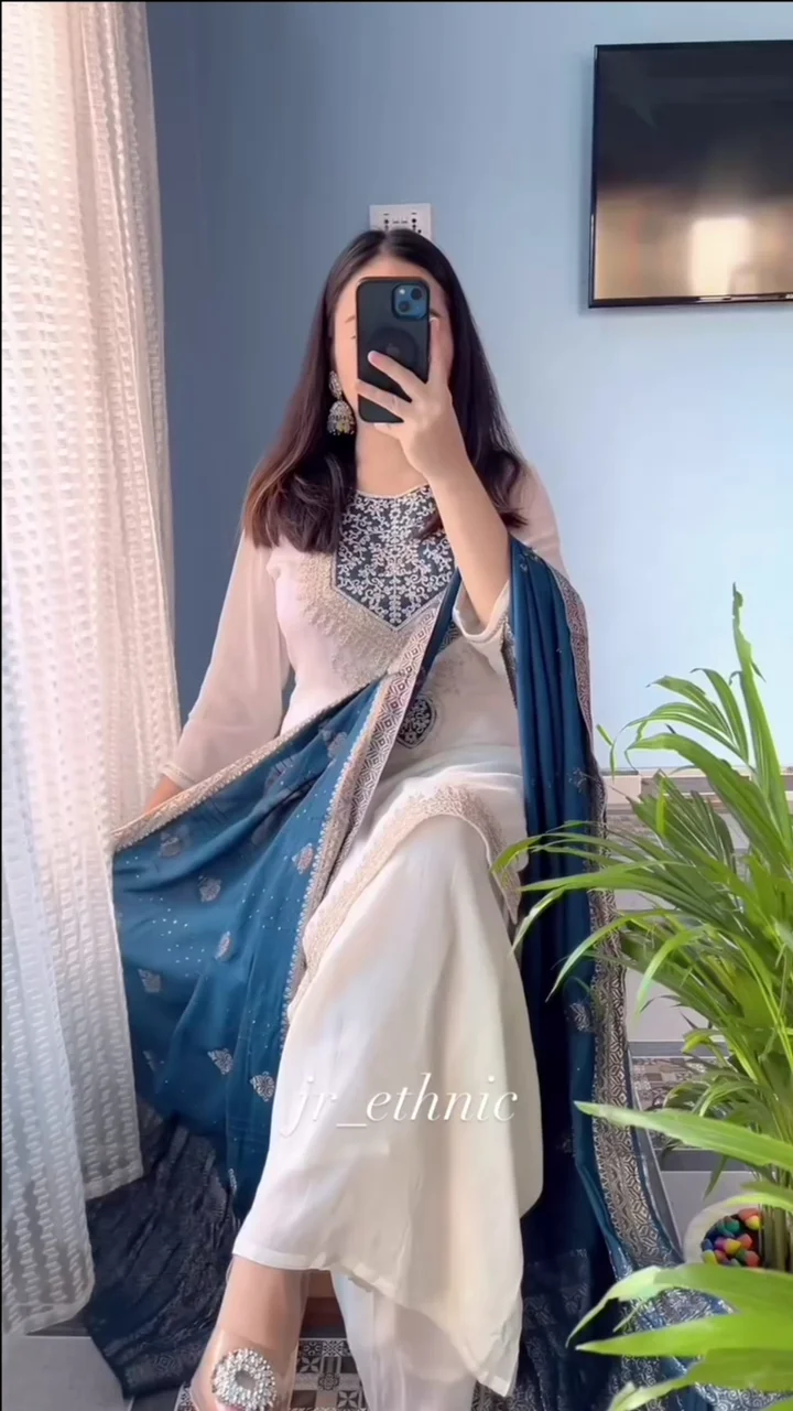 Designer Party Wear Set Heavy Pure Chinnon Silk Fully Stitched and Ready To Wear