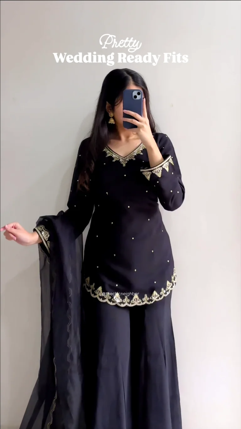 Women’s Black Viscose Chanderi Embroidered Ethnic Straight Kurta Set with Dupatta - Image 2