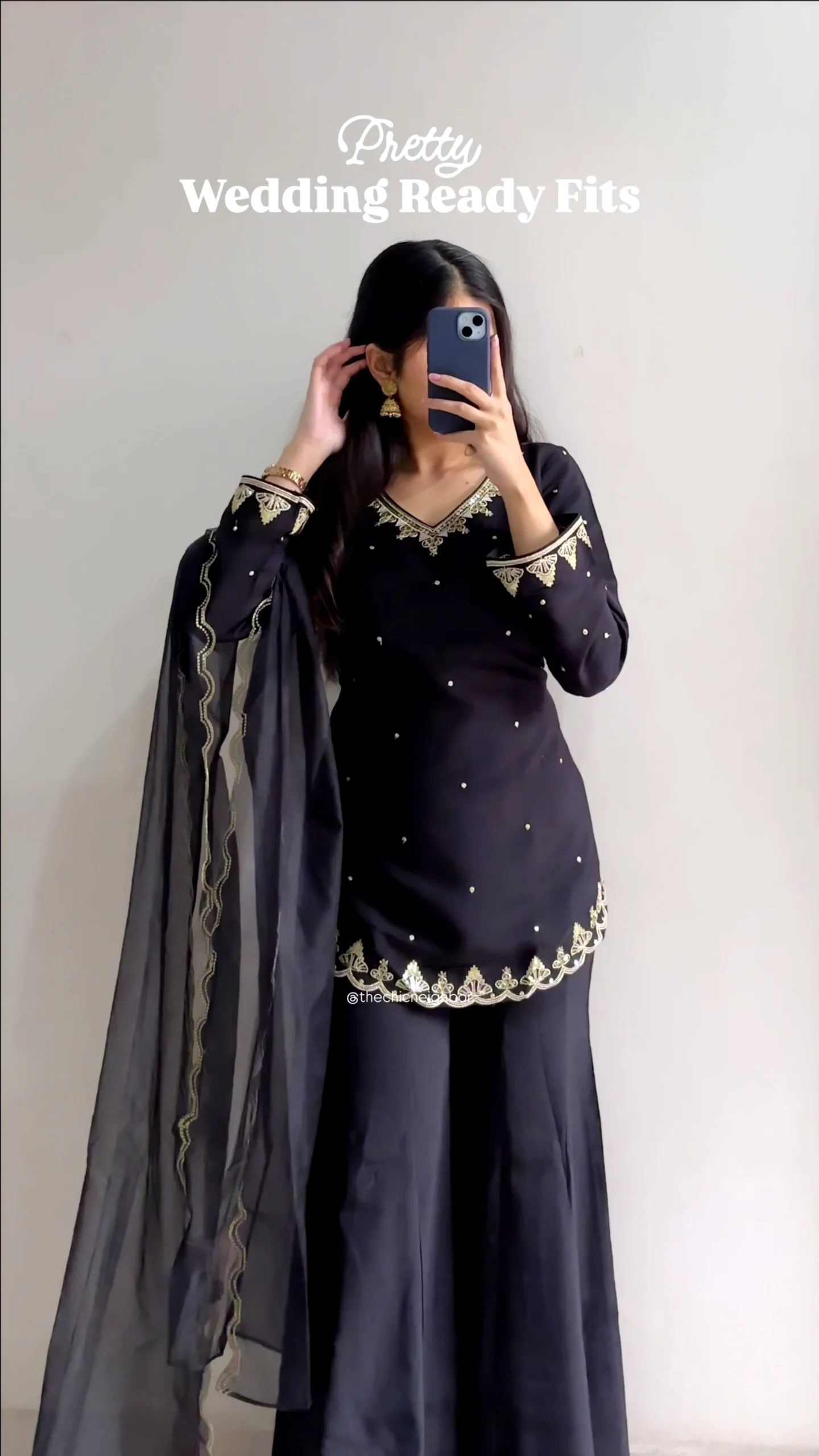 Women’s Black Viscose Chanderi Embroidered Ethnic Straight Kurta Set with Dupatta