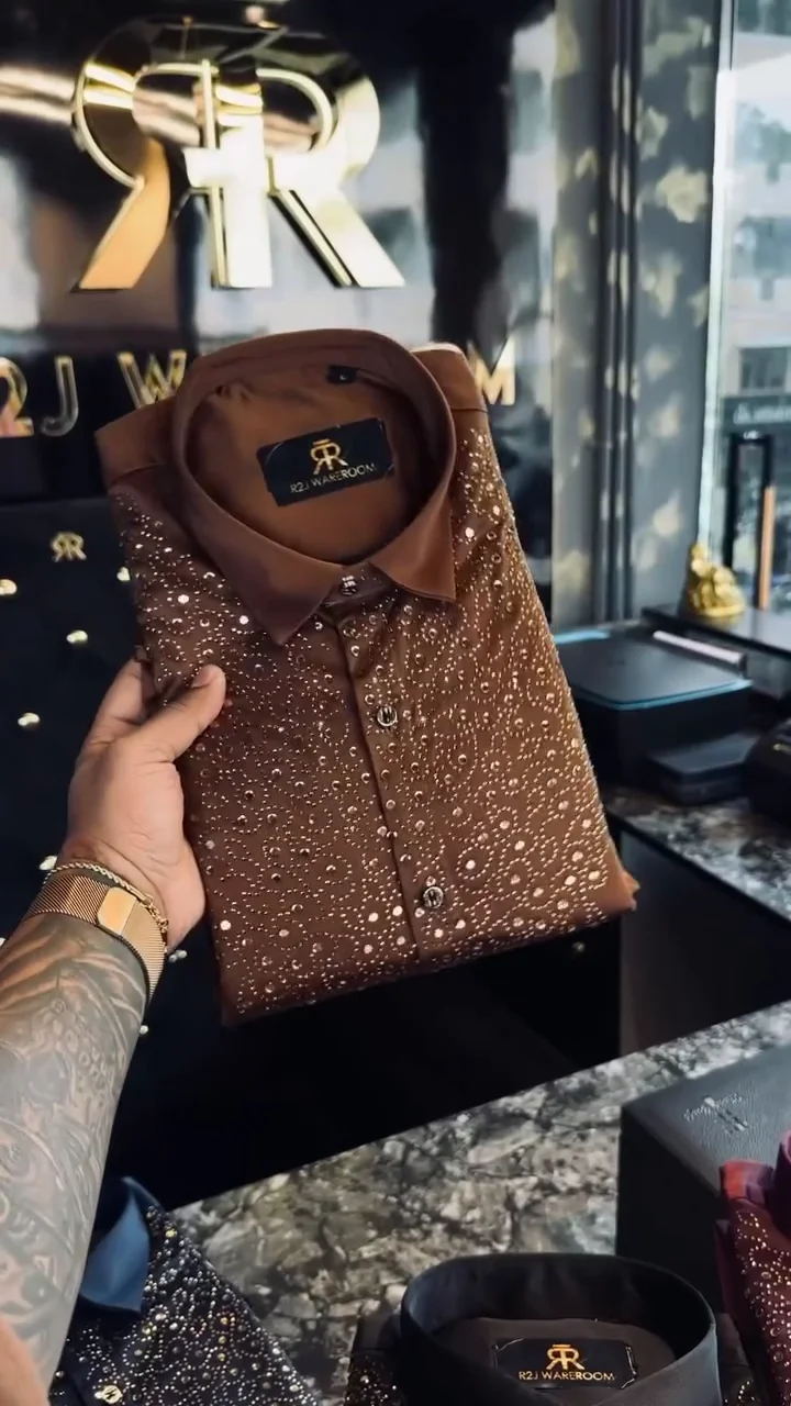 Crystal-Embellished Luxury Dress Shirt ★