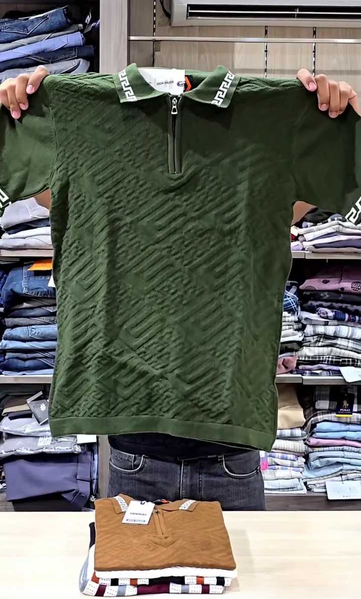 Marr Knitted Zipped Polo Shirt Navy ★ - Image 6