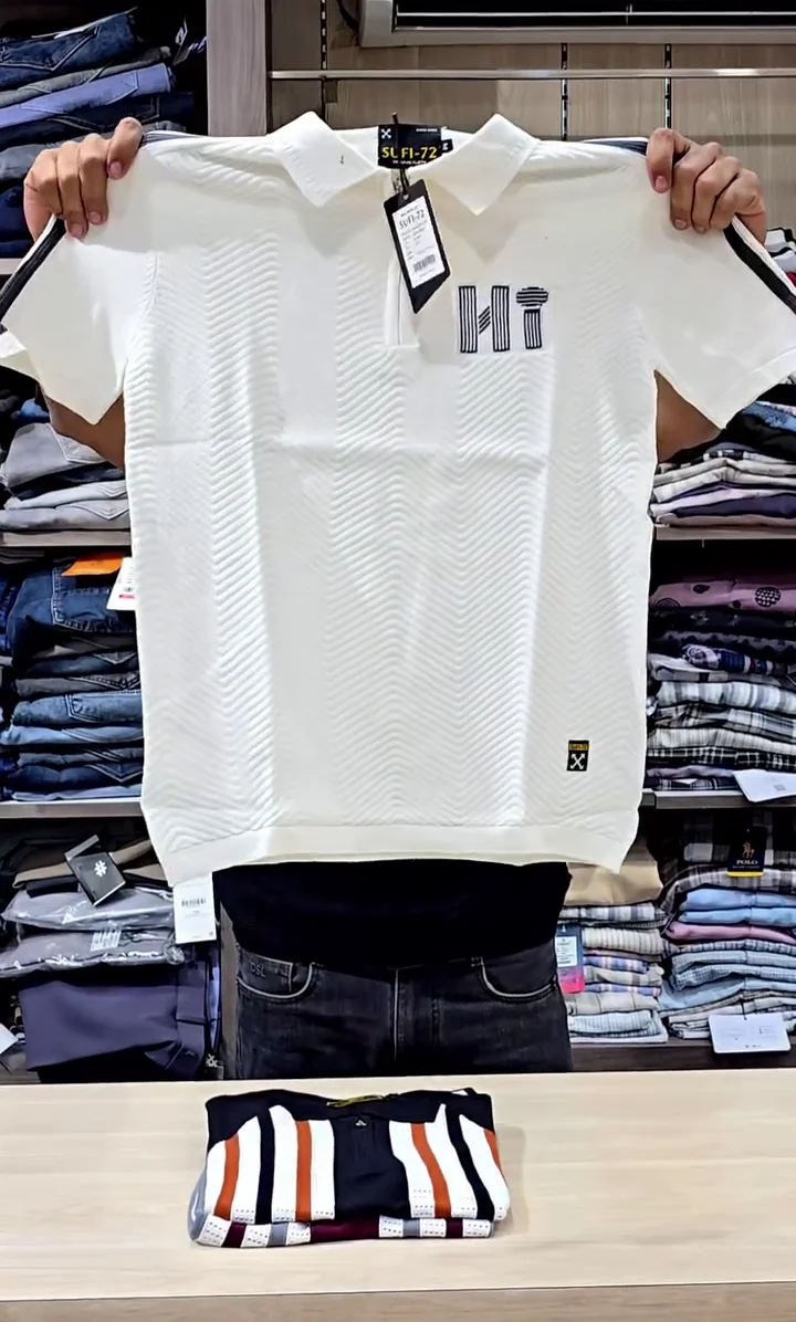 Marr Knitted Zipped Polo Shirt Navy ★ - Image 4