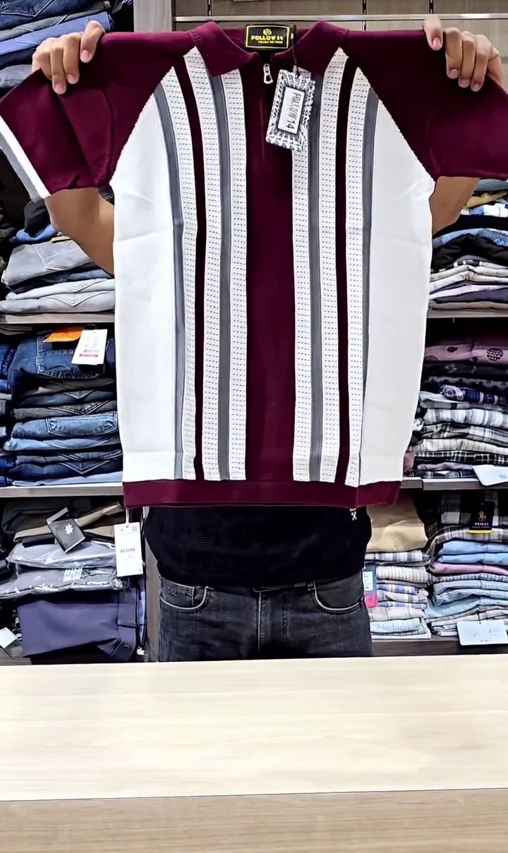 Marr Knitted Zipped Polo Shirt Navy ★ - Image 3