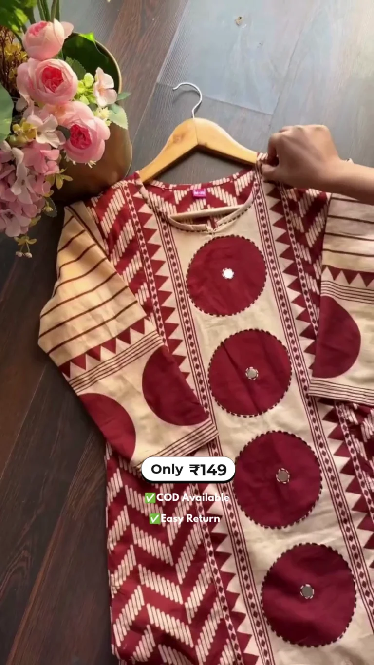 Women’s Cotton Kurti with Pant Set - Image 2