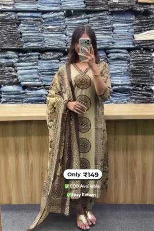 Elegant Women’s Long Printed Kurti with Palazzo Set