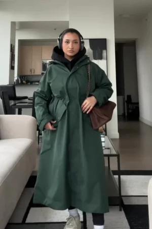 Long Waterproof Hooded Raincoat