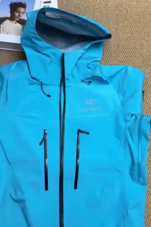 Sky Blue Waterproof Hooded Rain Jacket