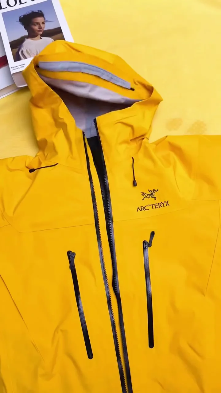 Bright Yellow Waterproof Hooded Rain Jacket