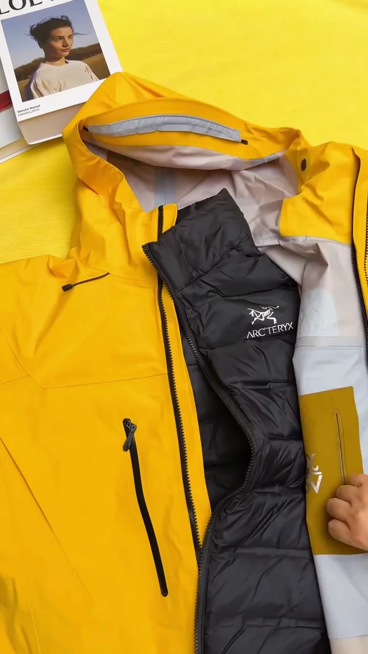 Bright Yellow Waterproof Hooded Rain Jacket - Image 2