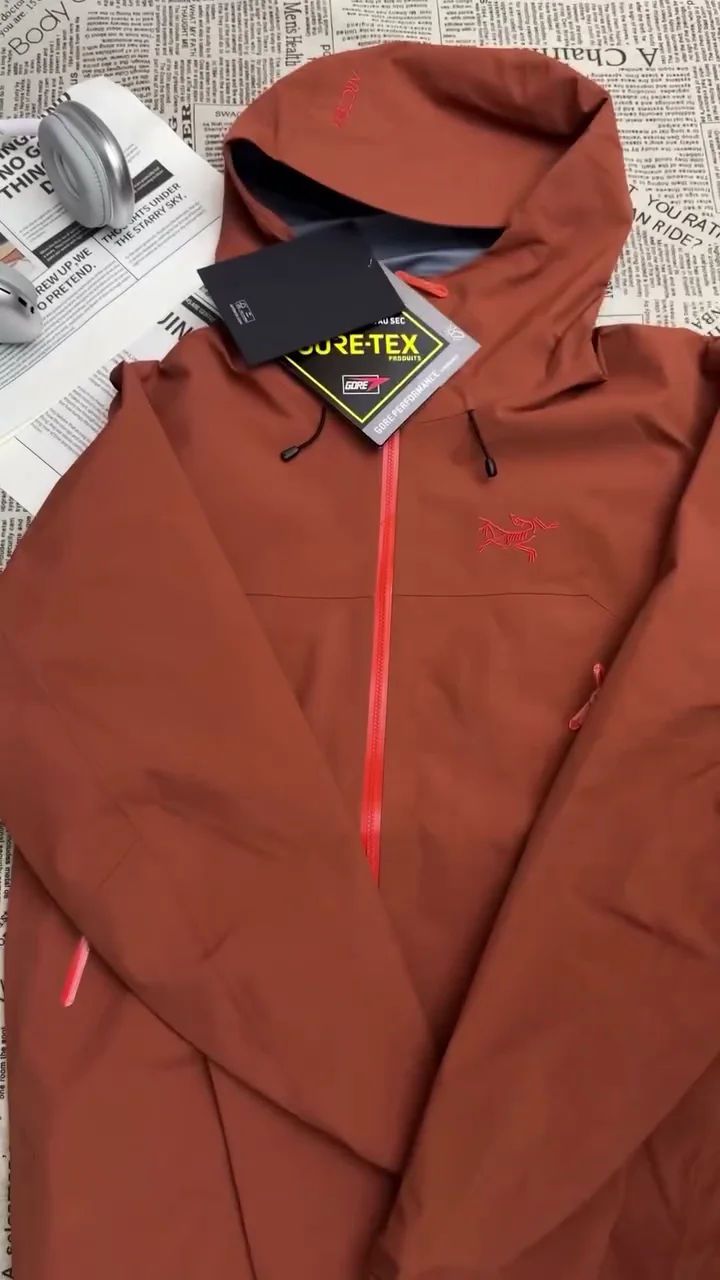 Rust Brown Waterproof Hooded Performance Shell Jacket - Image 2
