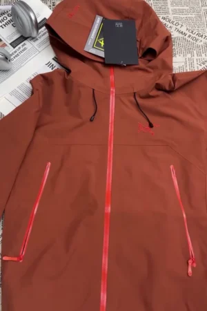 Rust Brown Waterproof Hooded Performance Shell Jacket