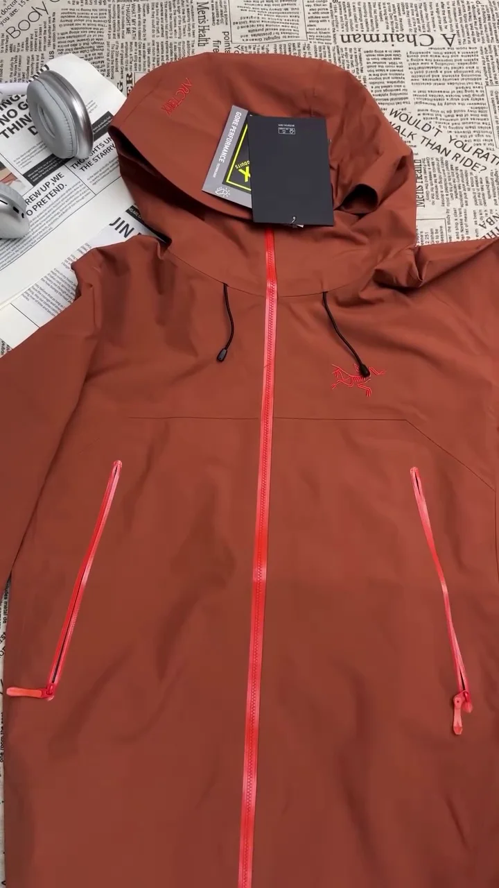 Rust Brown Waterproof Hooded Performance Shell Jacket