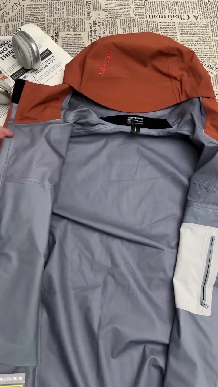 Rust Brown Waterproof Hooded Performance Shell Jacket - Image 3