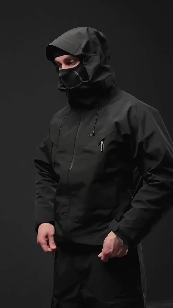 All-Black Performance Rain Shell Jacket