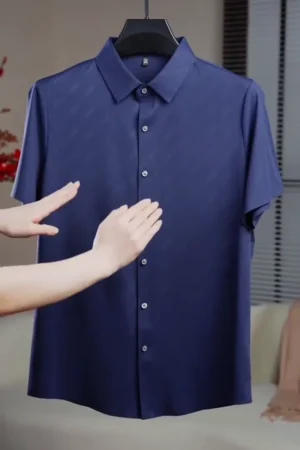 Men Navy Blue Slim Fit Casual Shirt