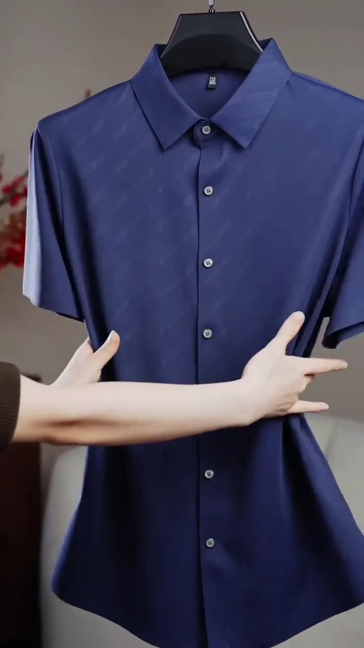 Men Navy Blue Slim Fit Casual Shirt - Image 4